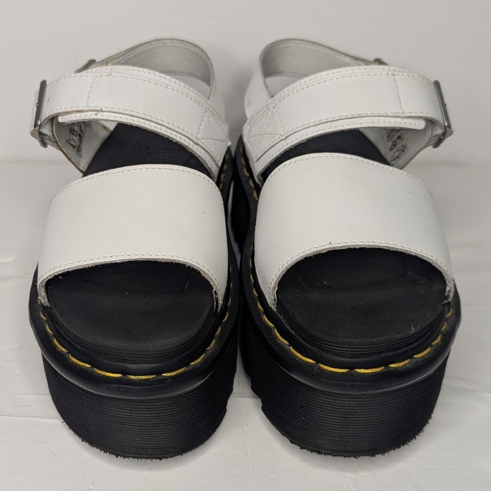 Dr. Martens Women's Voss Quad Pisa Leather Platform Sandals White Size 7